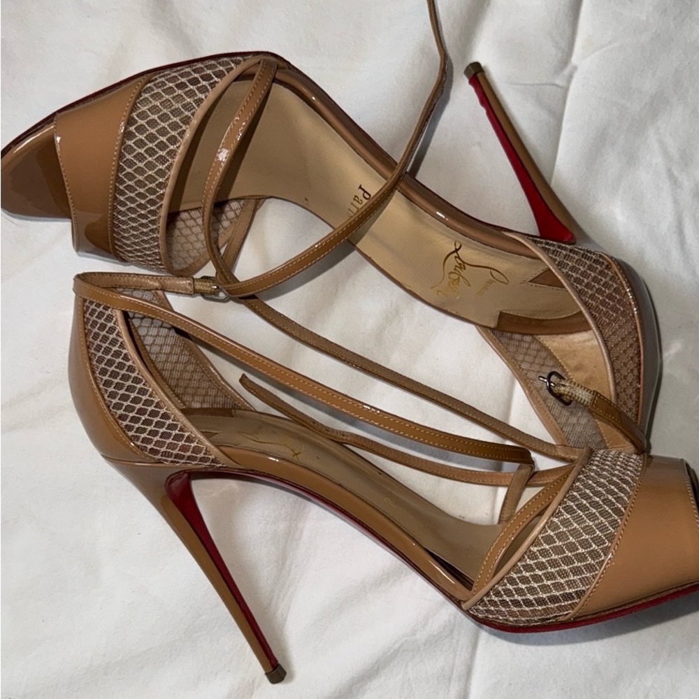 Christian Louboutin Tan Strappy Heels - Picture 3 of 4